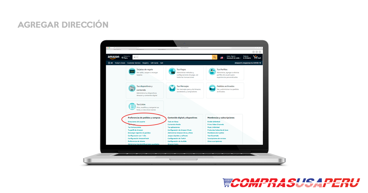 COMPRASUSAPERU COMPRAENAMAZON 4REGISTROAGREGARDIRECCION
